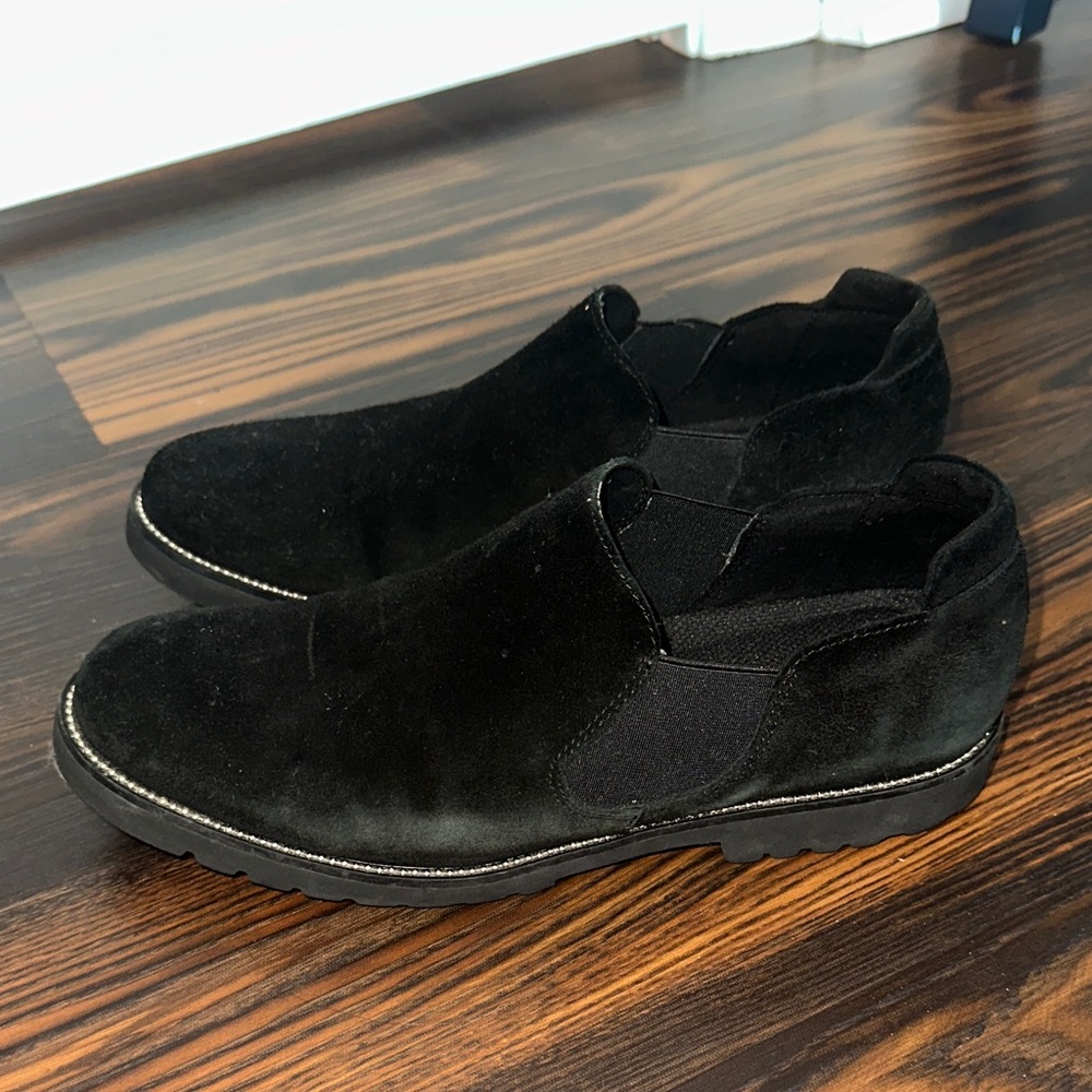 Black Suede Slip-On Shoes